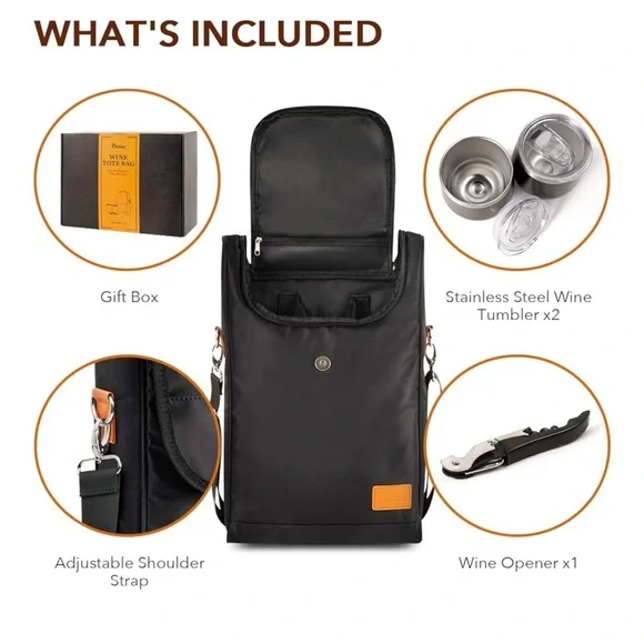 Black Wine Tote Bag - Picture 4 of 8